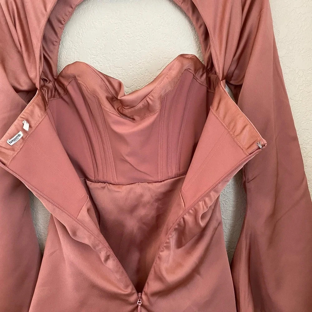 HOUSE OF CB Toira Satin Corset Mini dress in Rose pink size small NWOT - Picture 15 of 17